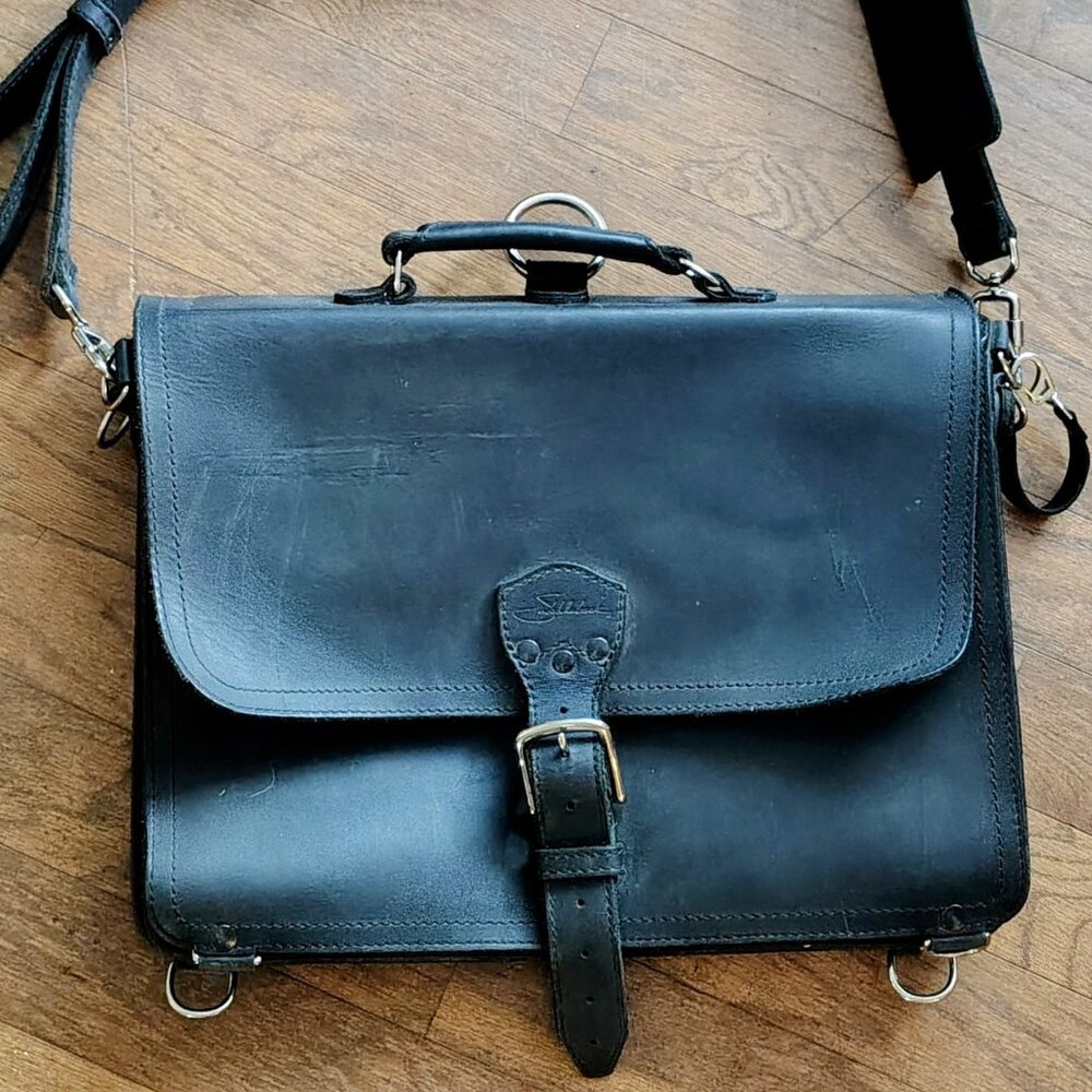 Black Leather Messenger Bag